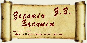 Žitomir Bačanin vizit kartica